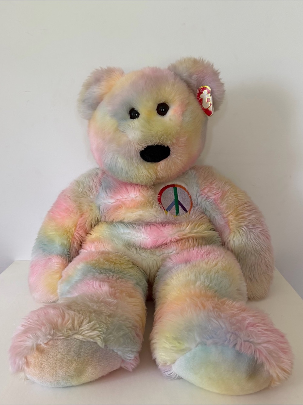 Rare Ty Beanie Peace Bear Pastel Extra Large 28" Plush Plushie